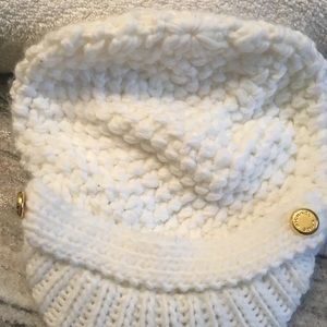 Michael Kors white knit winter hat.